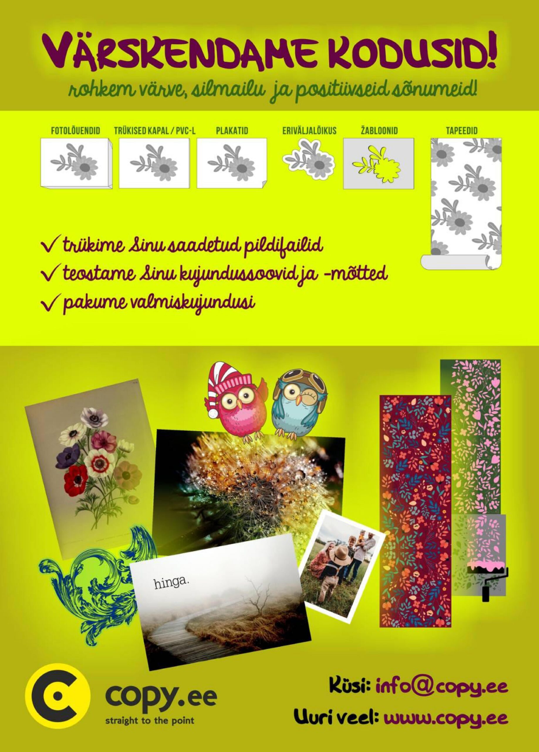 nohkem varve, silmailu ja pasitiivseid sonumeid