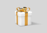 3d gift box wrapped golden ribbon