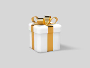 3d gift box wrapped golden ribbon
